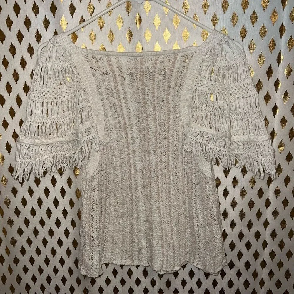 Free People Blackbird Macrame top Ivory comb size XS